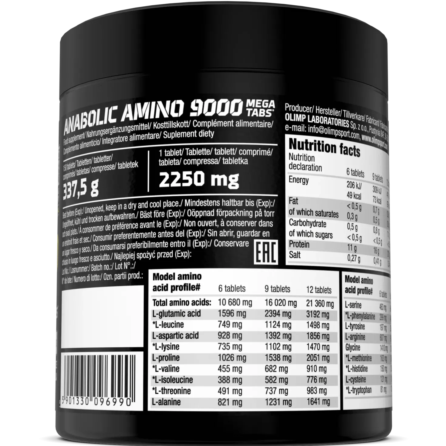 Anabolic Amino 9000 Mega Tabs (150 Tabletten)