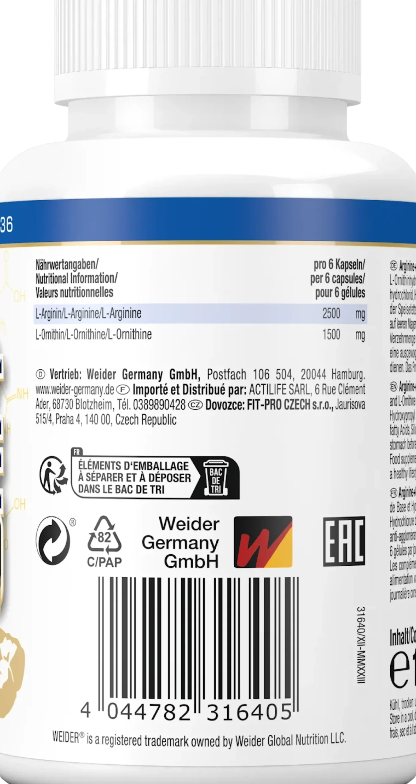 Arginine + Ornithine 4.000 (180 Kapseln)