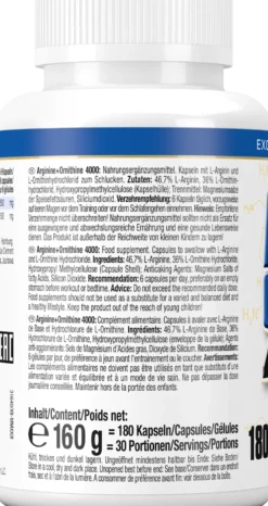 Arginine + Ornithine 4.000 (180 Kapseln)