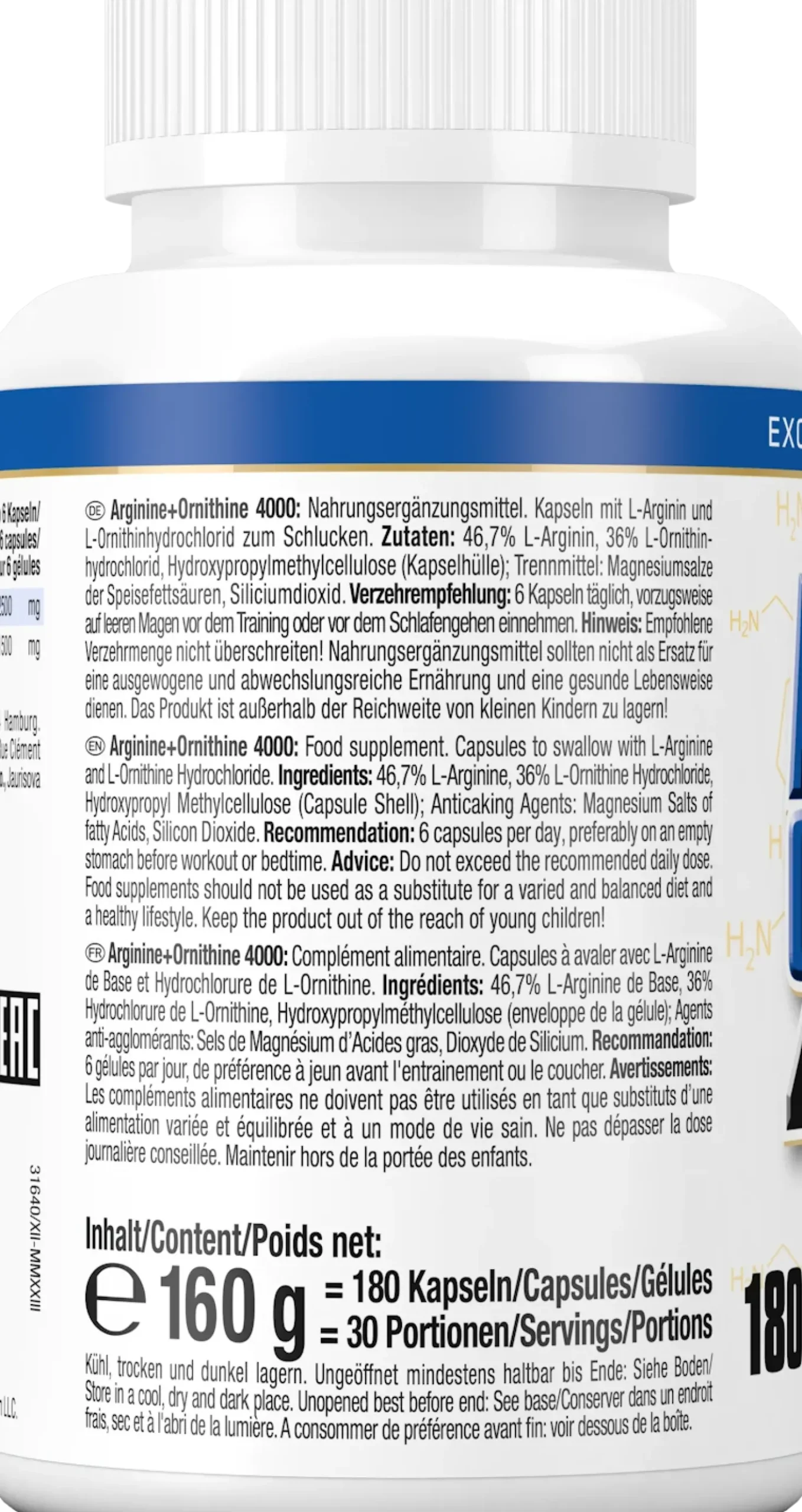 Arginine + Ornithine 4.000 (180 Kapseln)