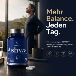 Ashwa+ Ashwagandha KSM-66® mit Magnesium, Zink & Vitamin B6 (60 Kapseln)