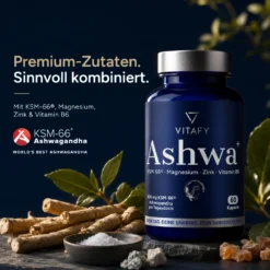 Ashwa+ Ashwagandha KSM-66® mit Magnesium, Zink & Vitamin B6 (60 Kapseln)