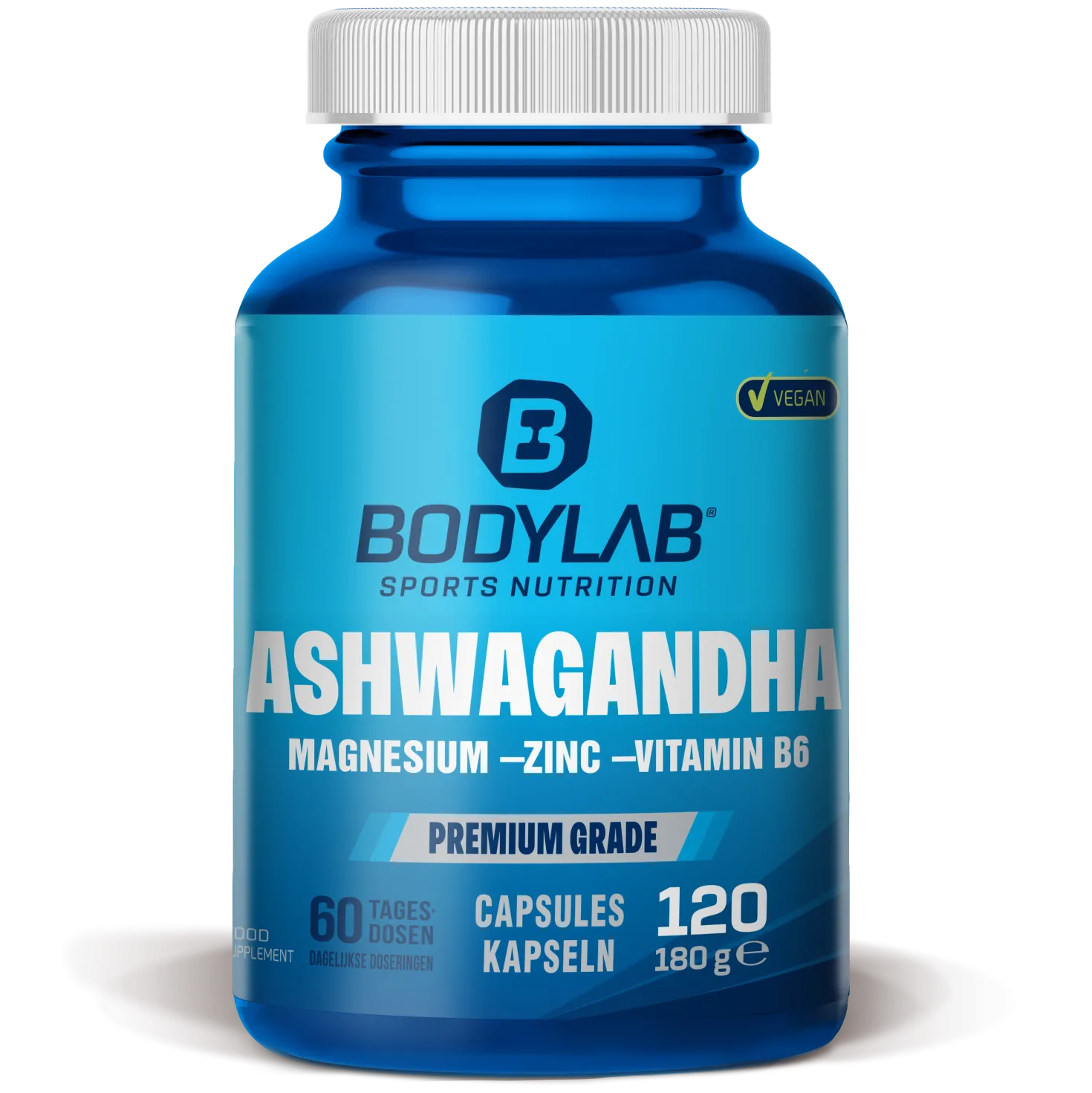 Ashwagandha + Magnesium - Zinc - Vitamin B6 (120 Kapseln)