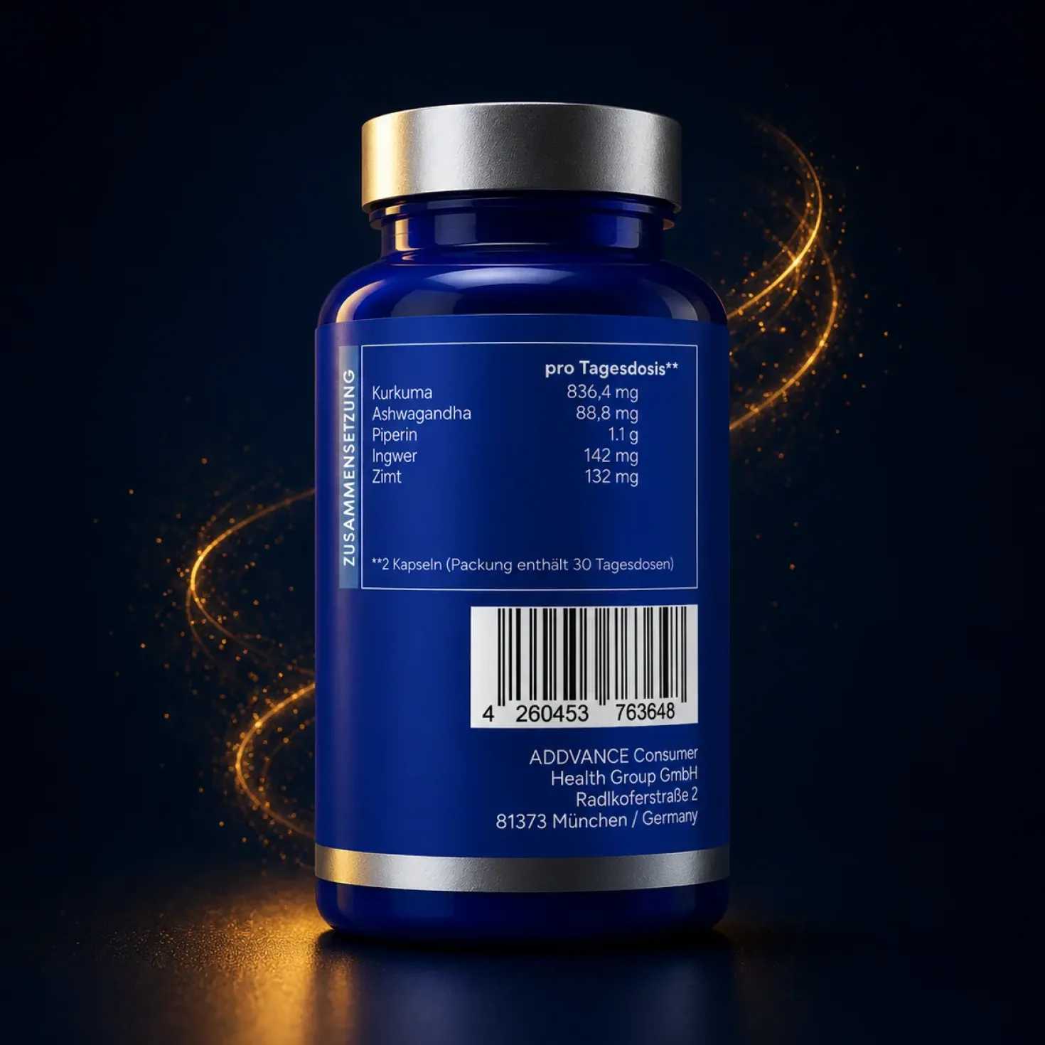 AURUM - Goldene Mischung mit Kurkuma, Ingwer, Zimt & Ashwagandha (60 Kapseln)