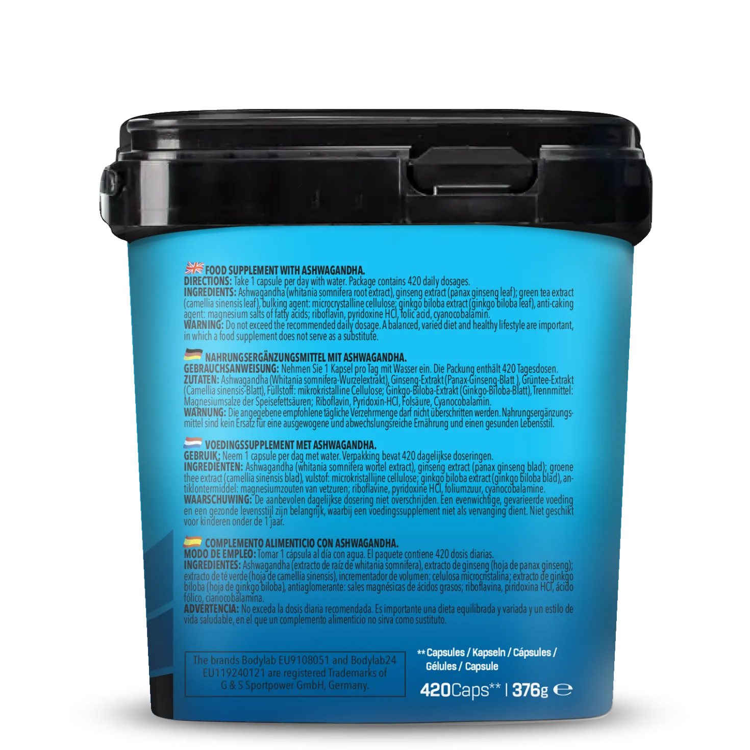 BIG PACK Ashwagandha Ginseng Vitamin-B Complex (420 Kapseln)