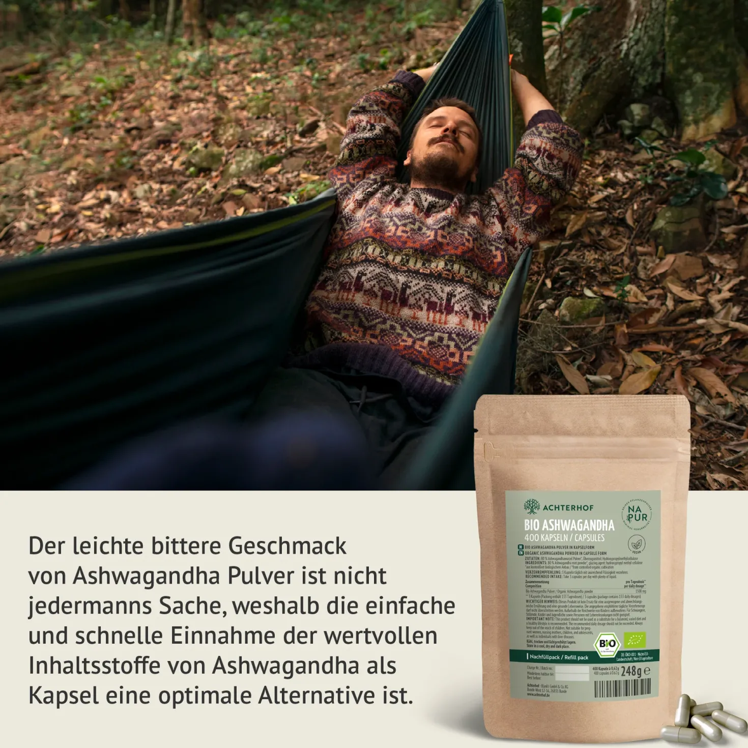 Bio Ashwagandha Kapseln Nachfüllpack (400 Kapseln)