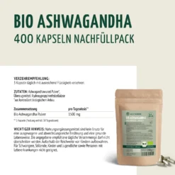 Bio Ashwagandha Kapseln Nachfüllpack (400 Kapseln)