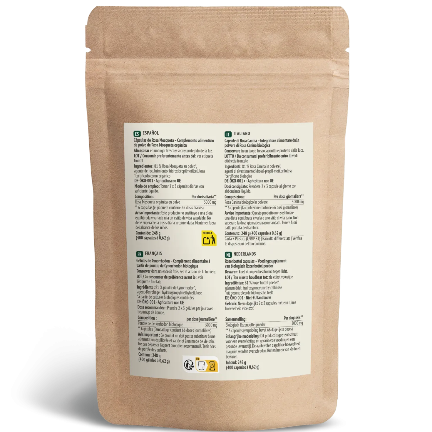 Bio Hagebutten Kapseln Nachfüllpack (400 Kapseln)
