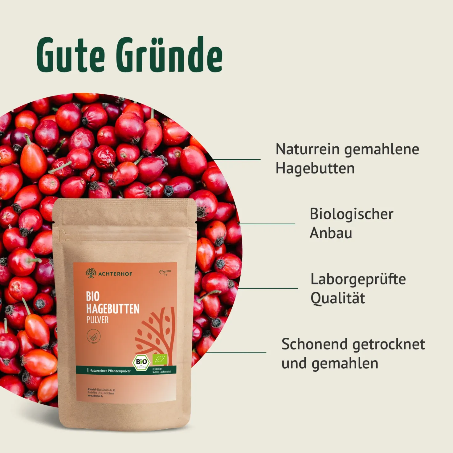 Bio Hagebutten Pulver (500g)