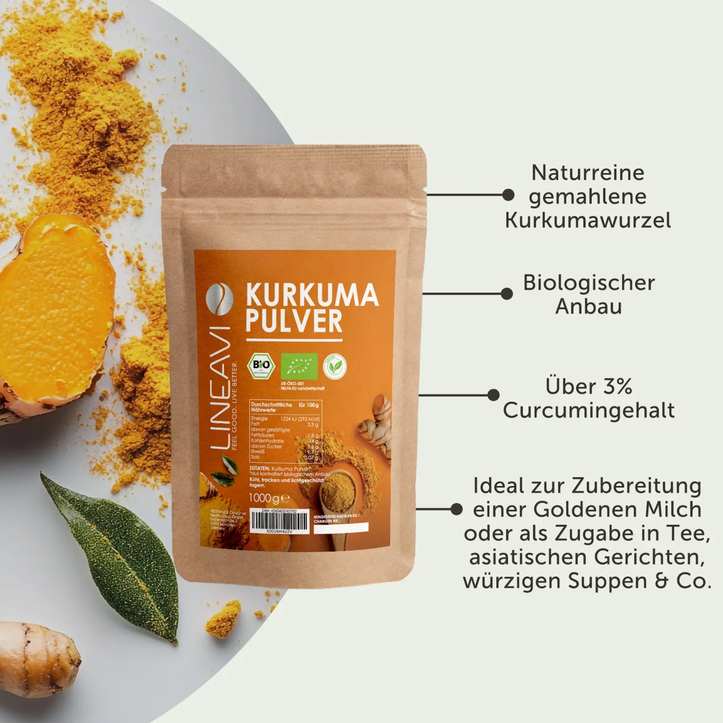 Bio Kurkumapulver (1000g)