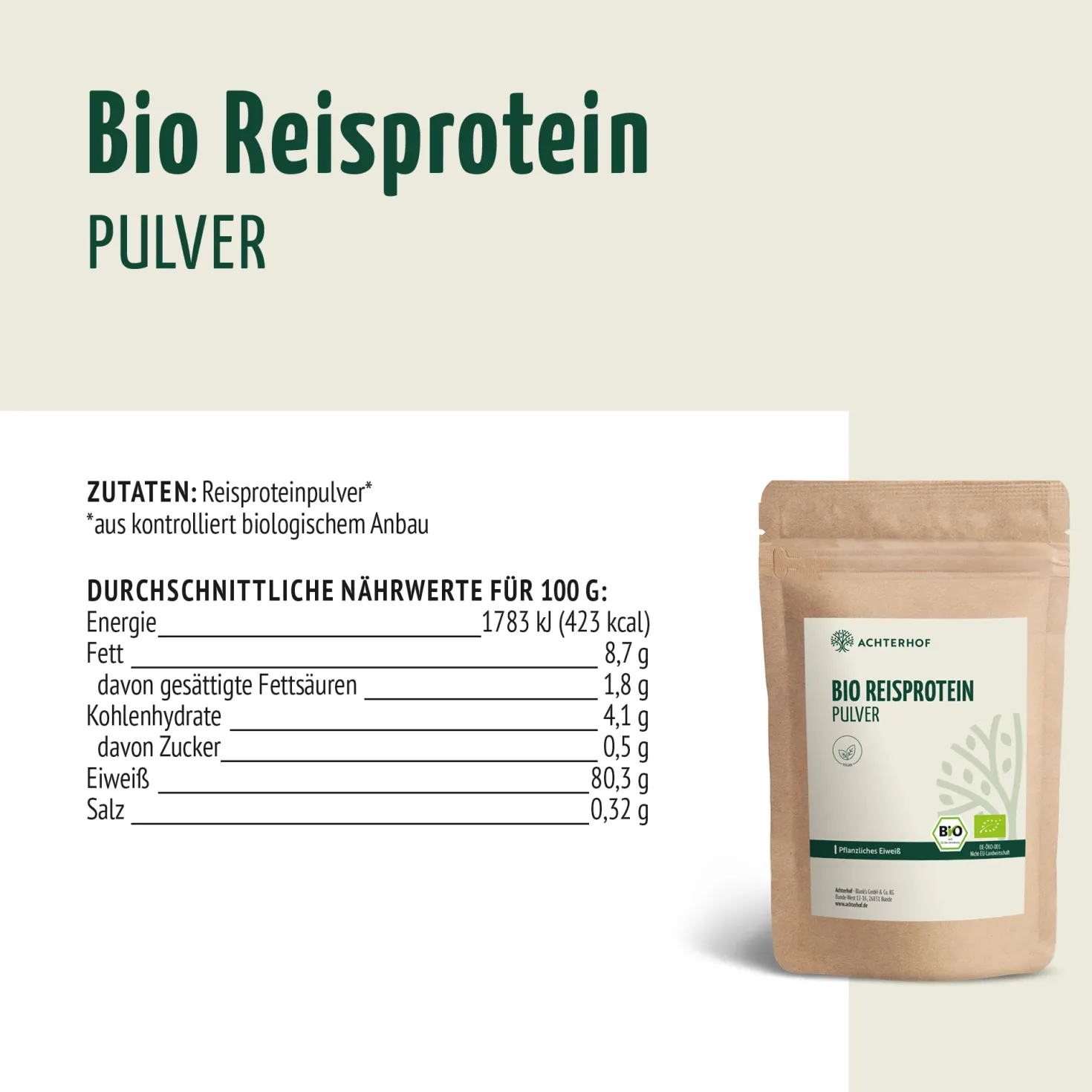 Bio Reisprotein Pulver (500g)
