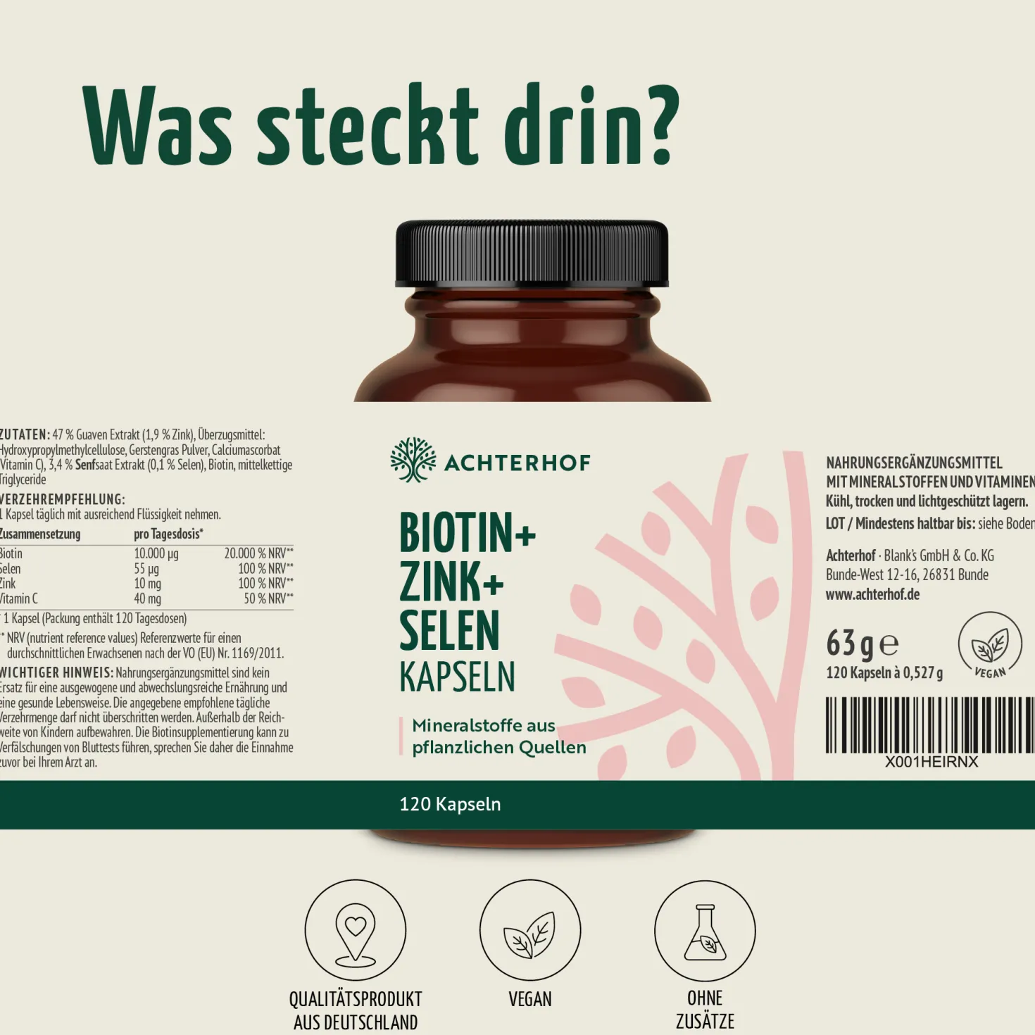 Biotin+Zink+Selen Kapseln (120 Kapseln)