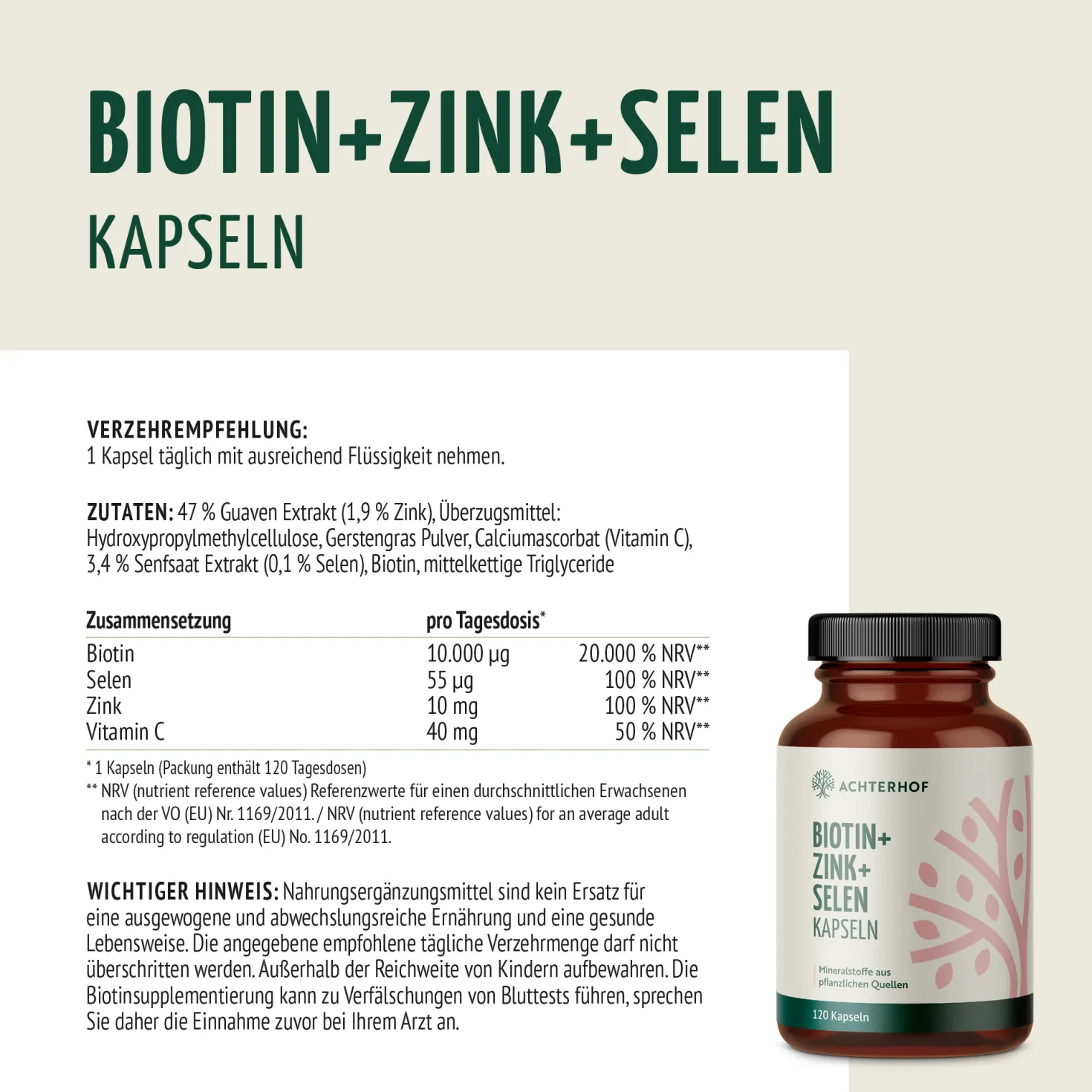 Biotin+Zink+Selen Kapseln (120 Kapseln)