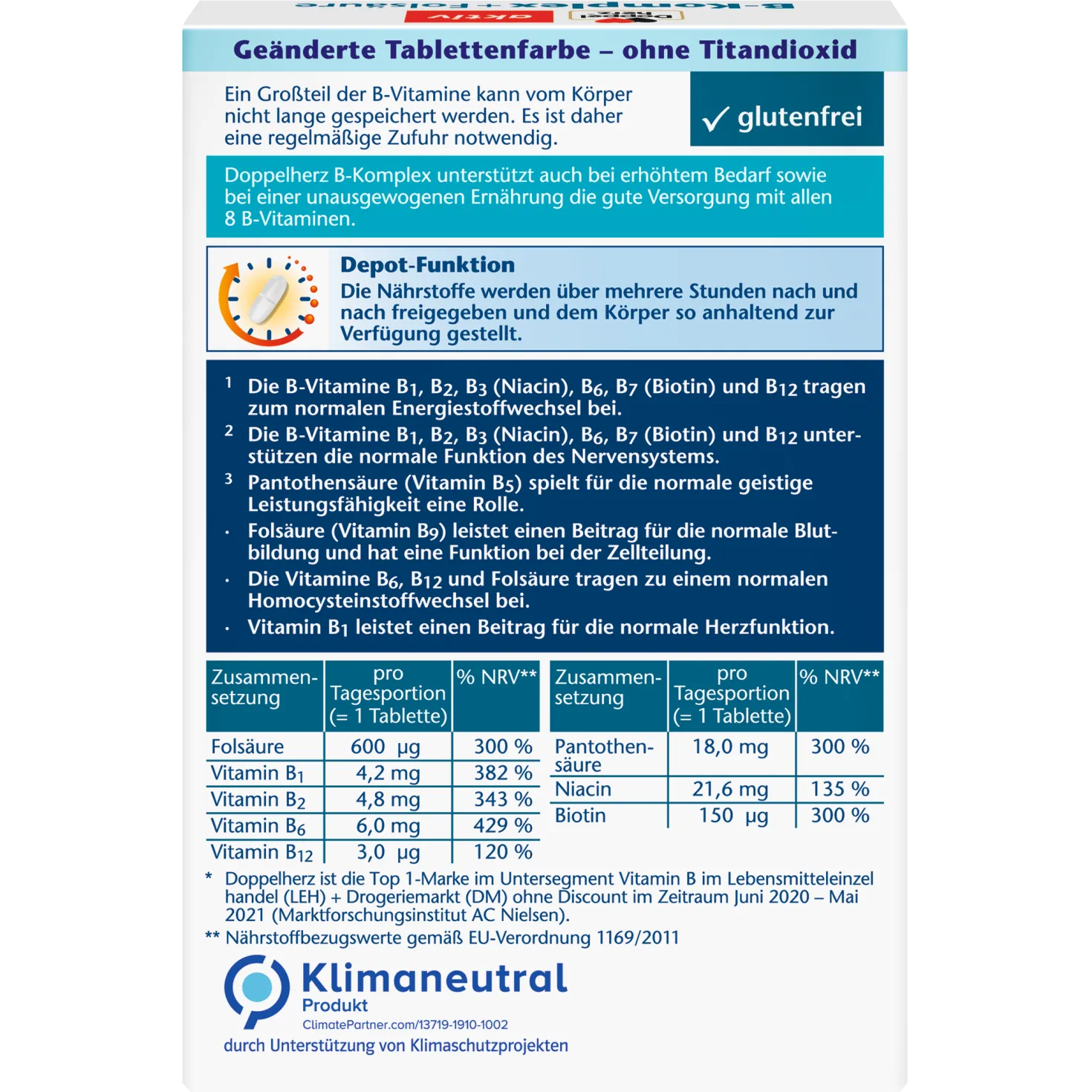 B-Komplex + Folsäure Depot (45 Tabletten)