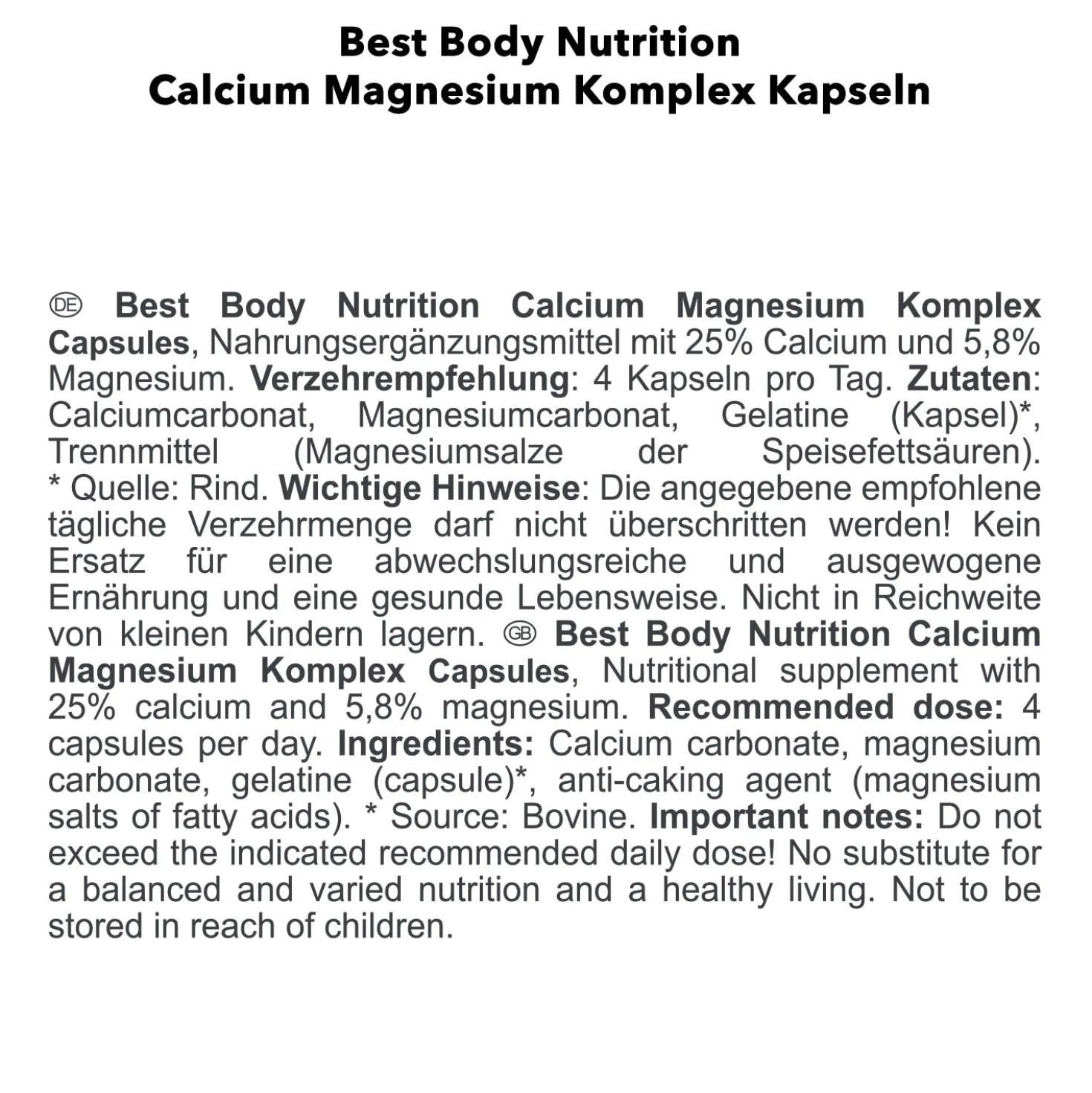 Calcium Magnesium (100 Kapseln)