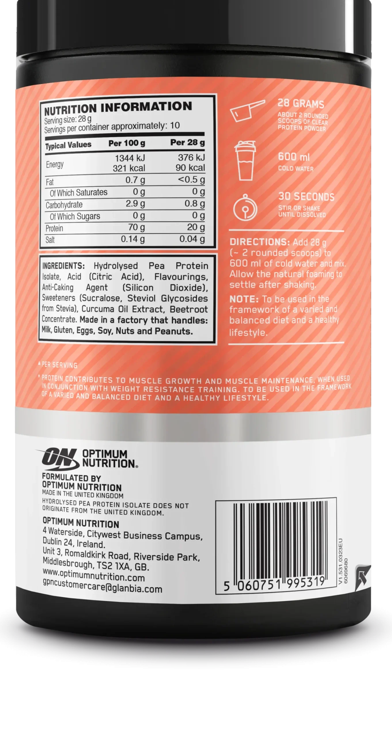 Clear Protein 100% Plant Protein Isolate (280g)