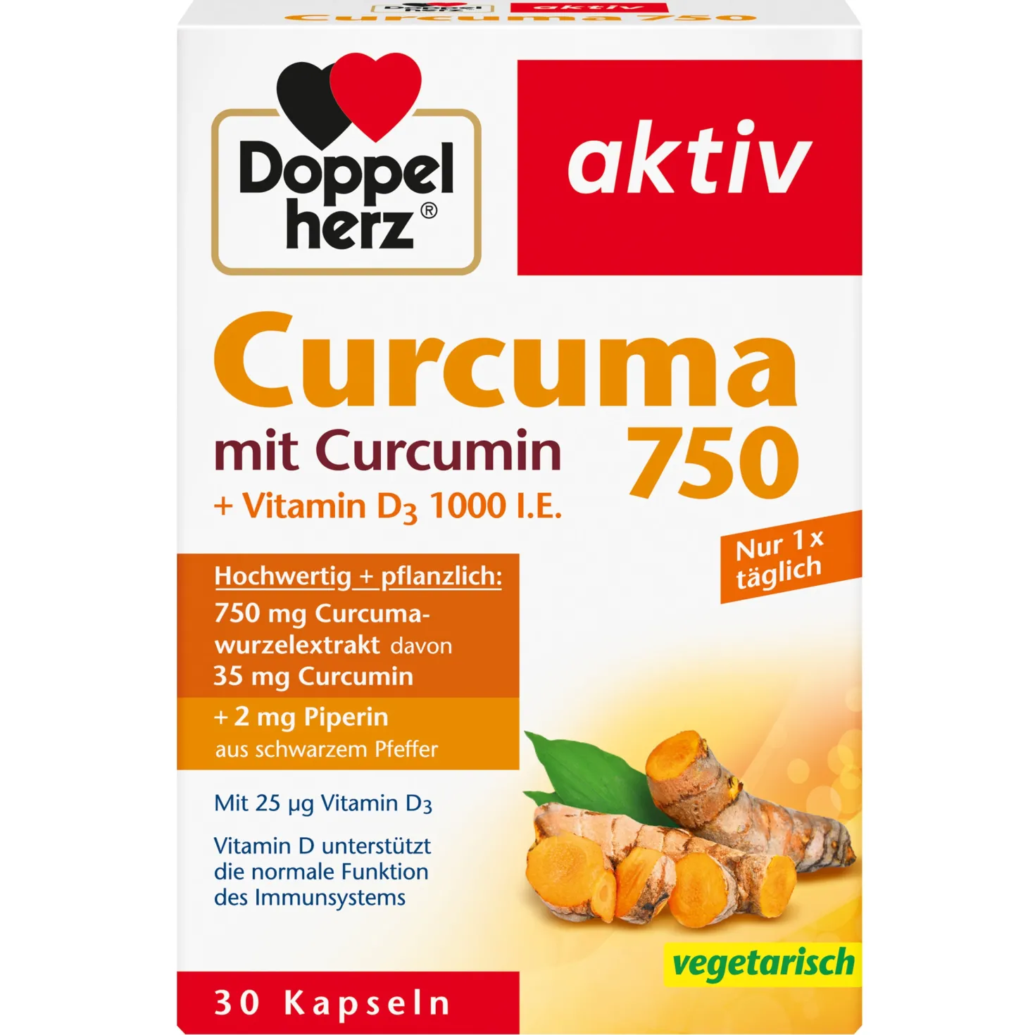 Curcuma 750 mit Curcumin + Vitamin D3 1000 I.E. (30 Kapseln)