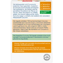 Curcuma 750 mit Curcumin + Vitamin D3 1000 I.E. (30 Kapseln)
