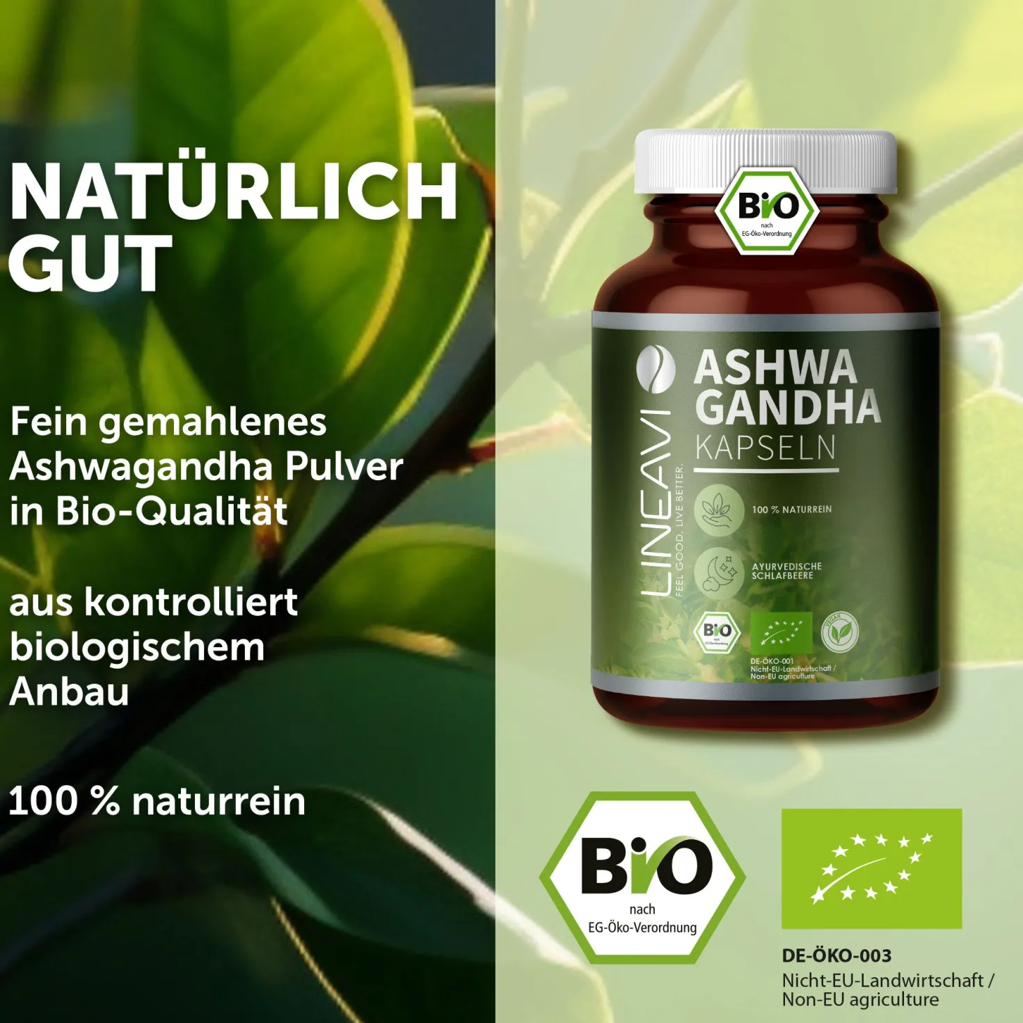 Doppelpack: Bio Ashwagandha Kapseln (2x150 Kapseln)