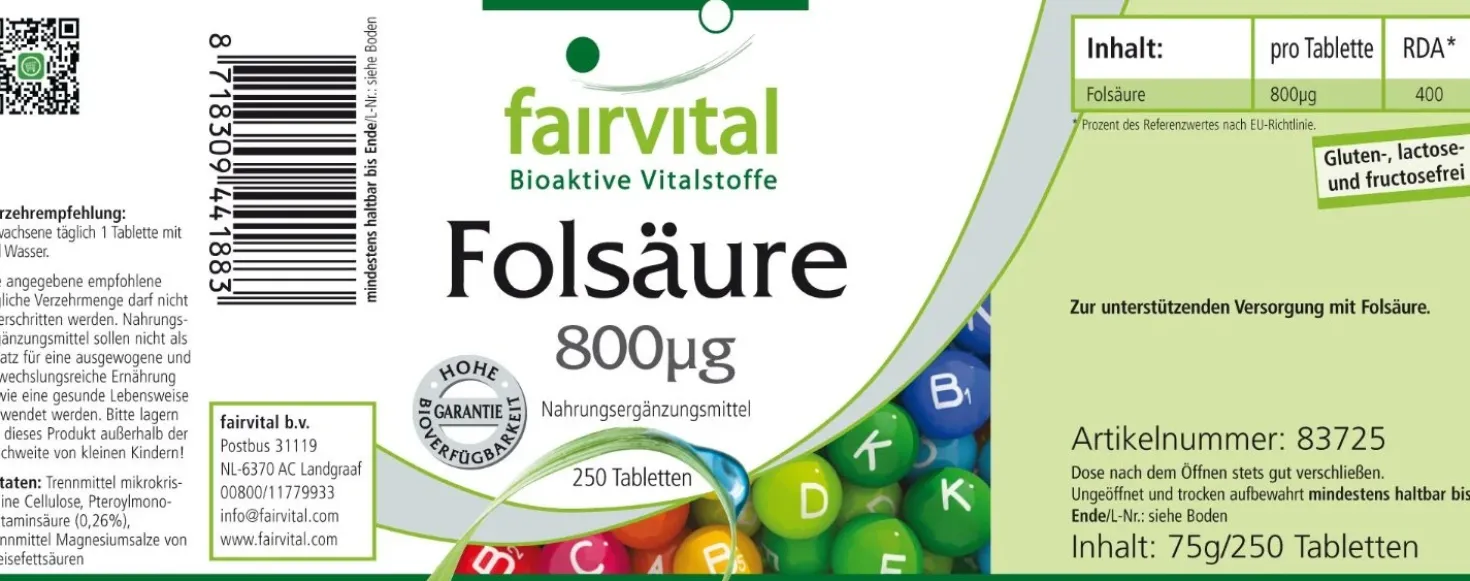 Folsäure (250 Tabletten)