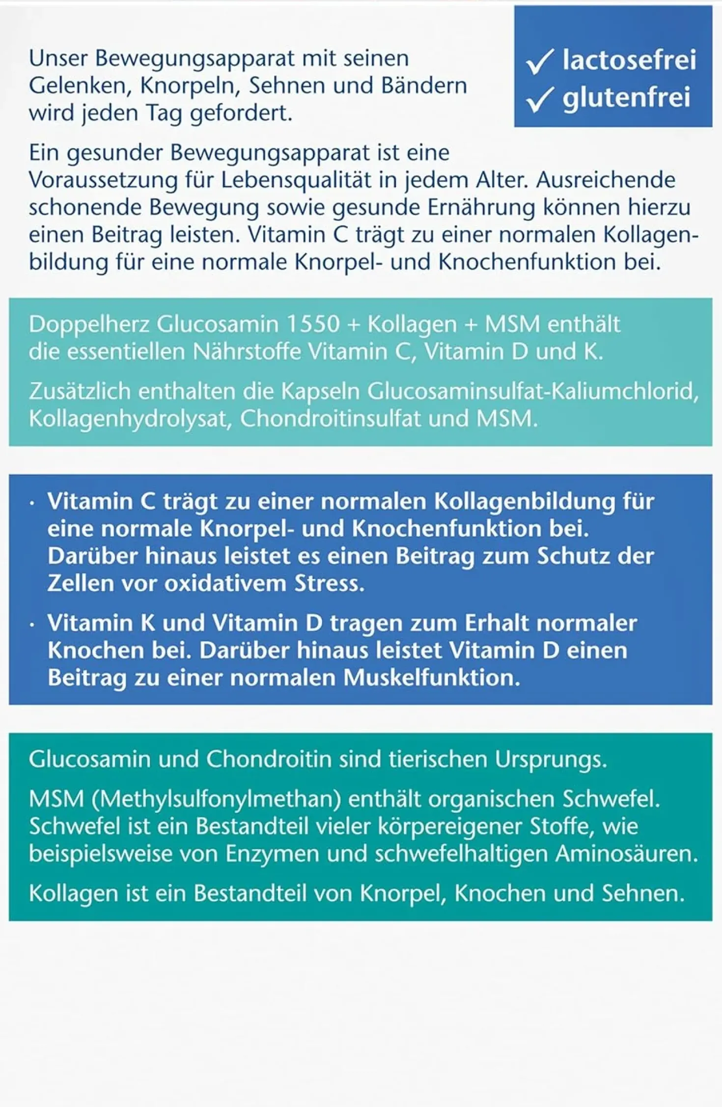 Glucosamin 1550 + Kollagen + MSM + Vitamin C (2x100 Kapseln)