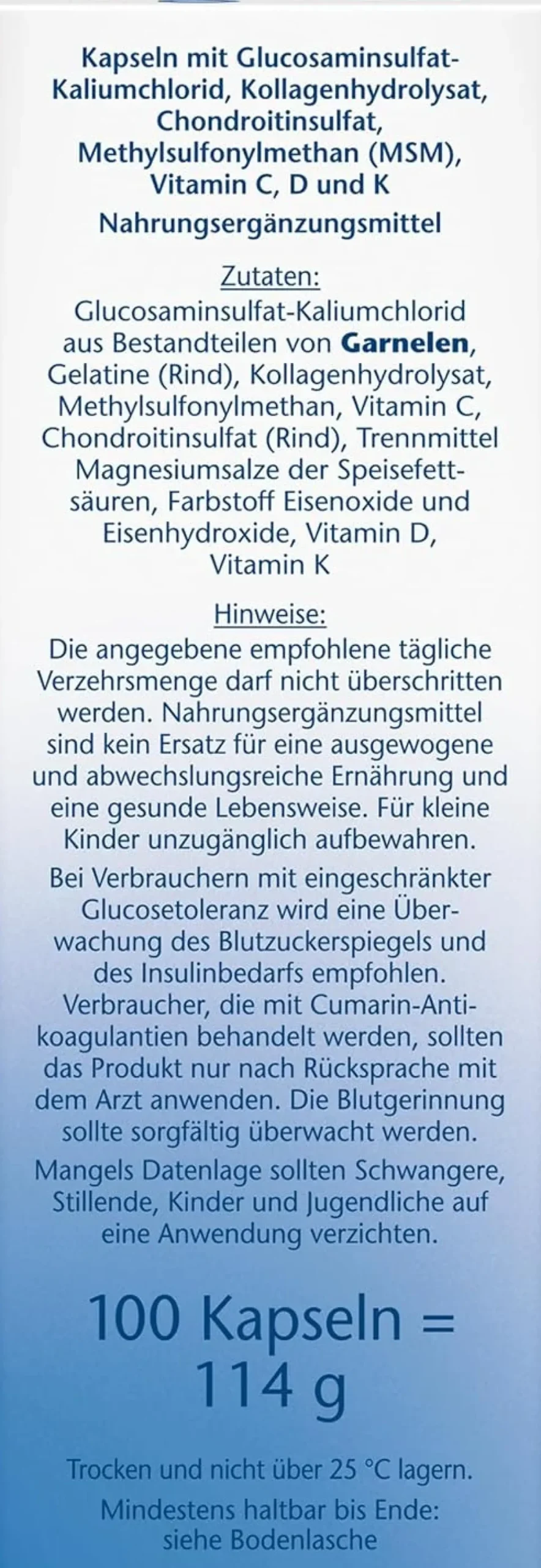 Glucosamin 1550 + Kollagen + MSM + Vitamin C (2x100 Kapseln)