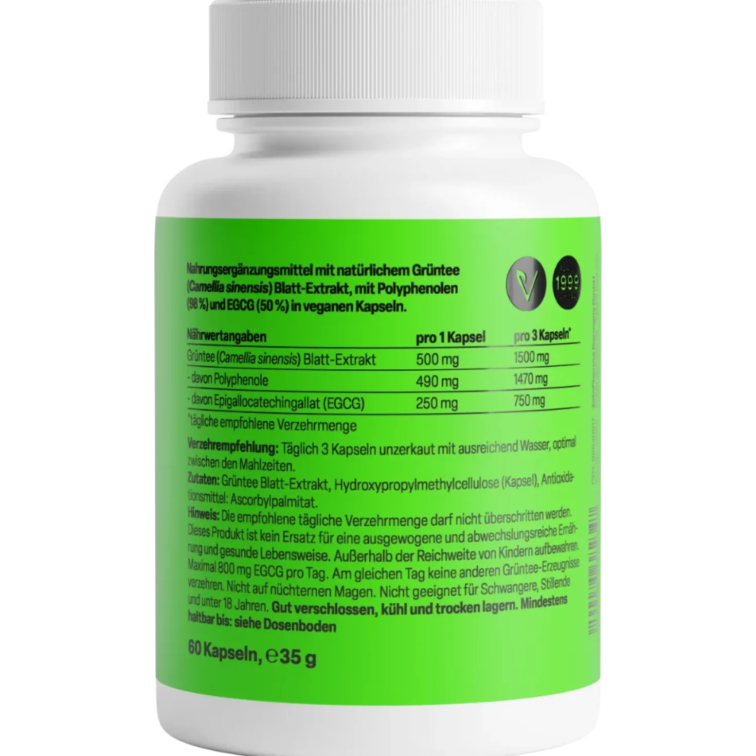 Grüntee Deluxe 500mg (60 Kapseln)