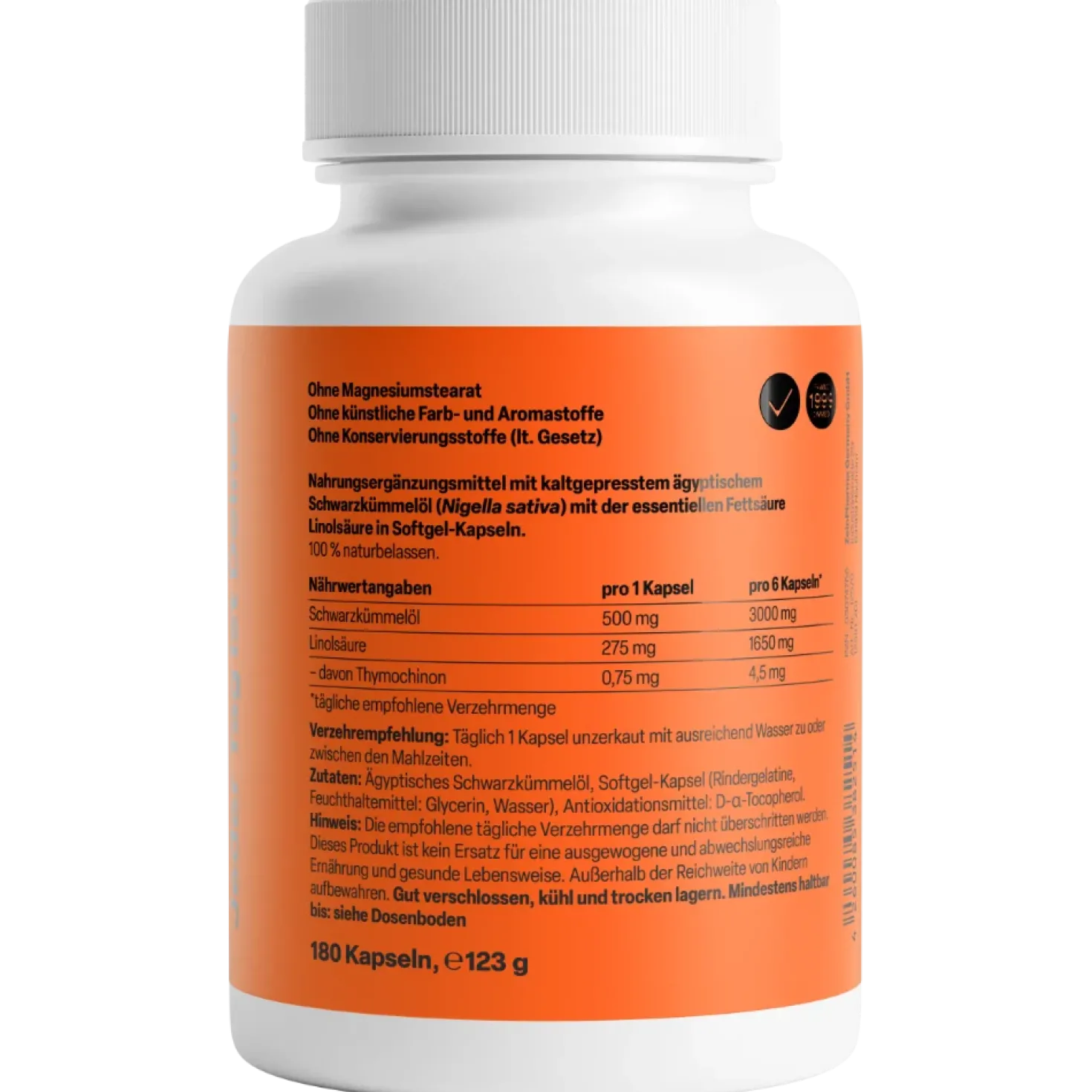 Ägyptisches Schwarzkümmelöl 500mg (180 Kapseln)