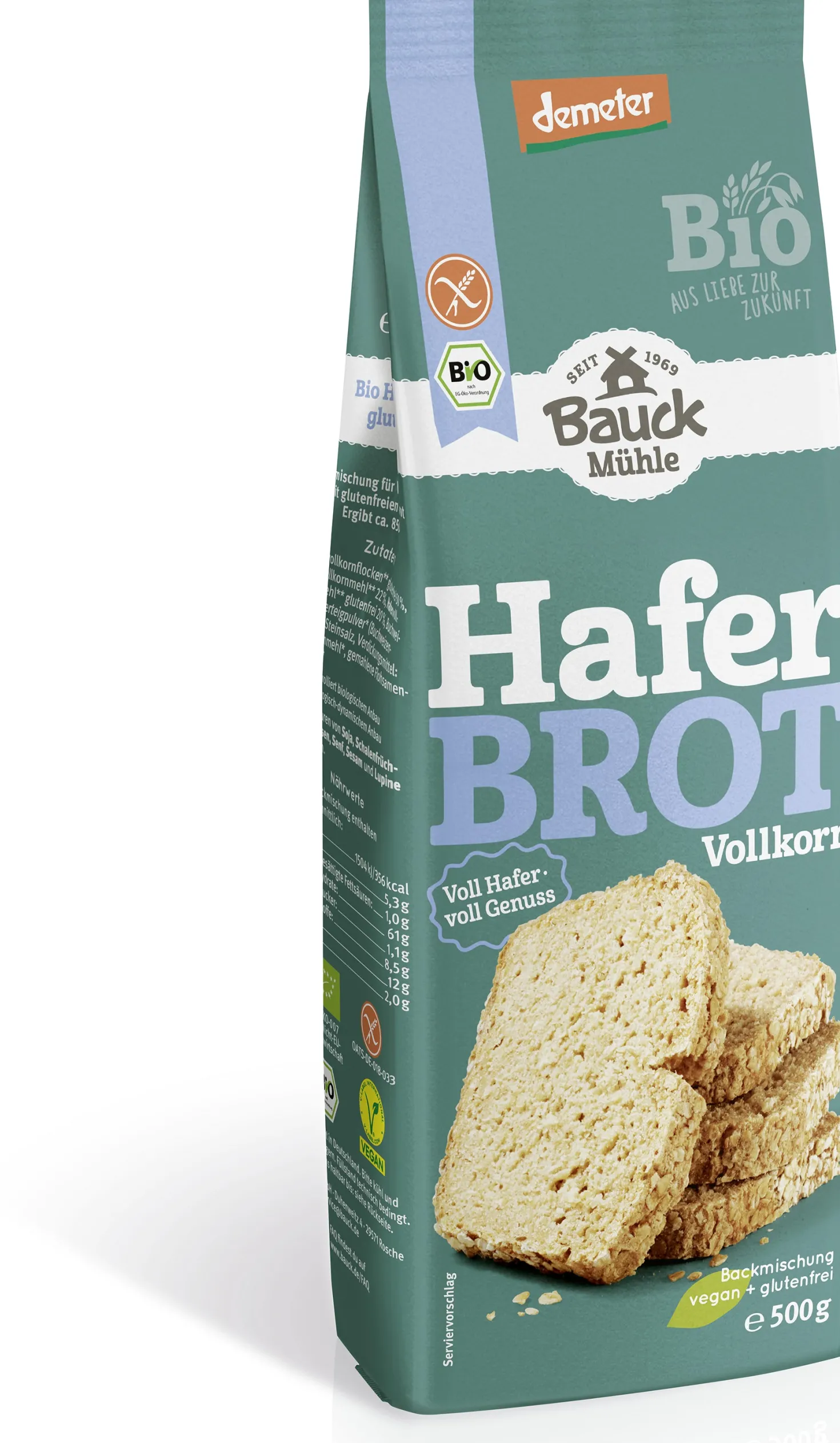 Haferbrot Backmischung Vollkorn glutenfrei bio (500g)