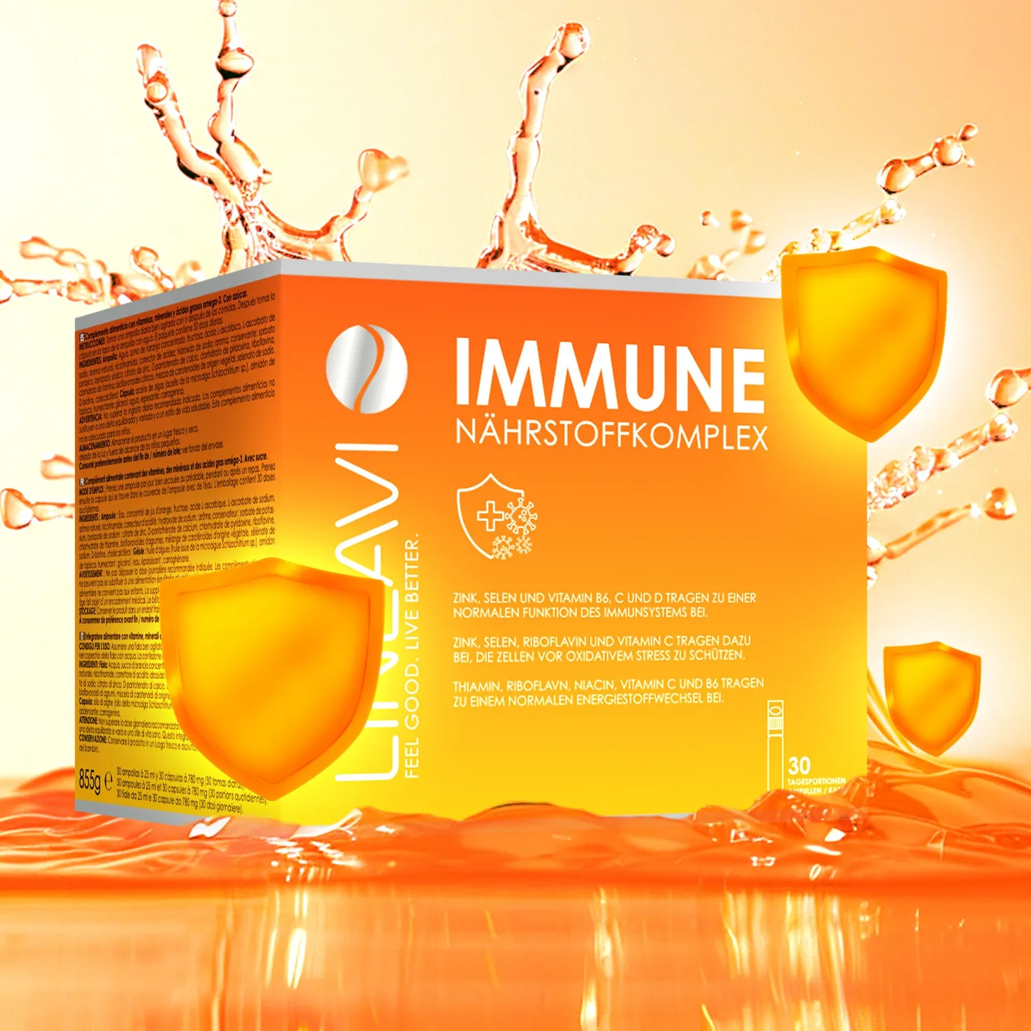 Immun 3-Monatspackung (3x30x25ml Trinkfläschchen + 3x30 Omega 3 Kapseln)