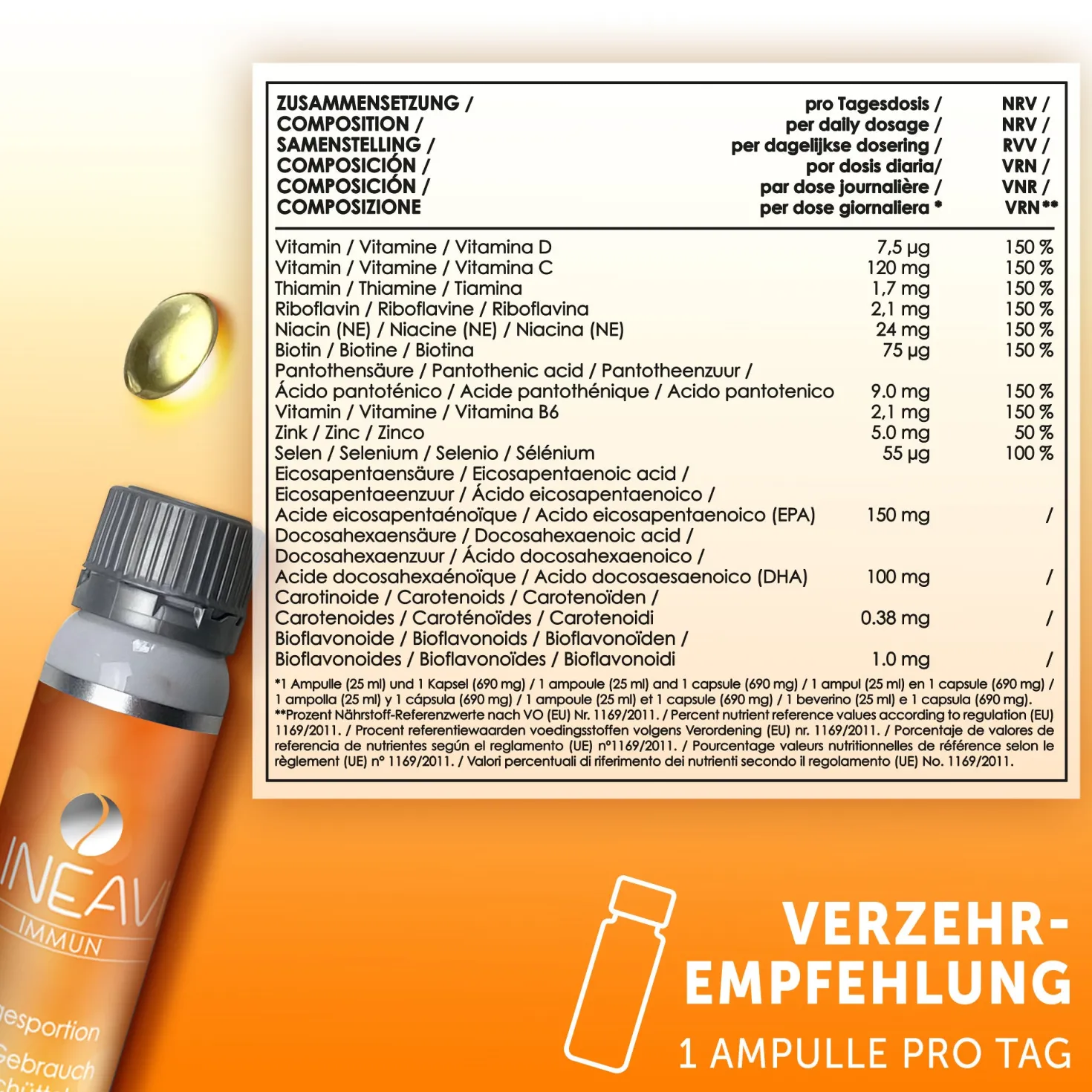 Immun 3-Monatspackung (3x30x25ml Trinkfläschchen + 3x30 Omega 3 Kapseln)