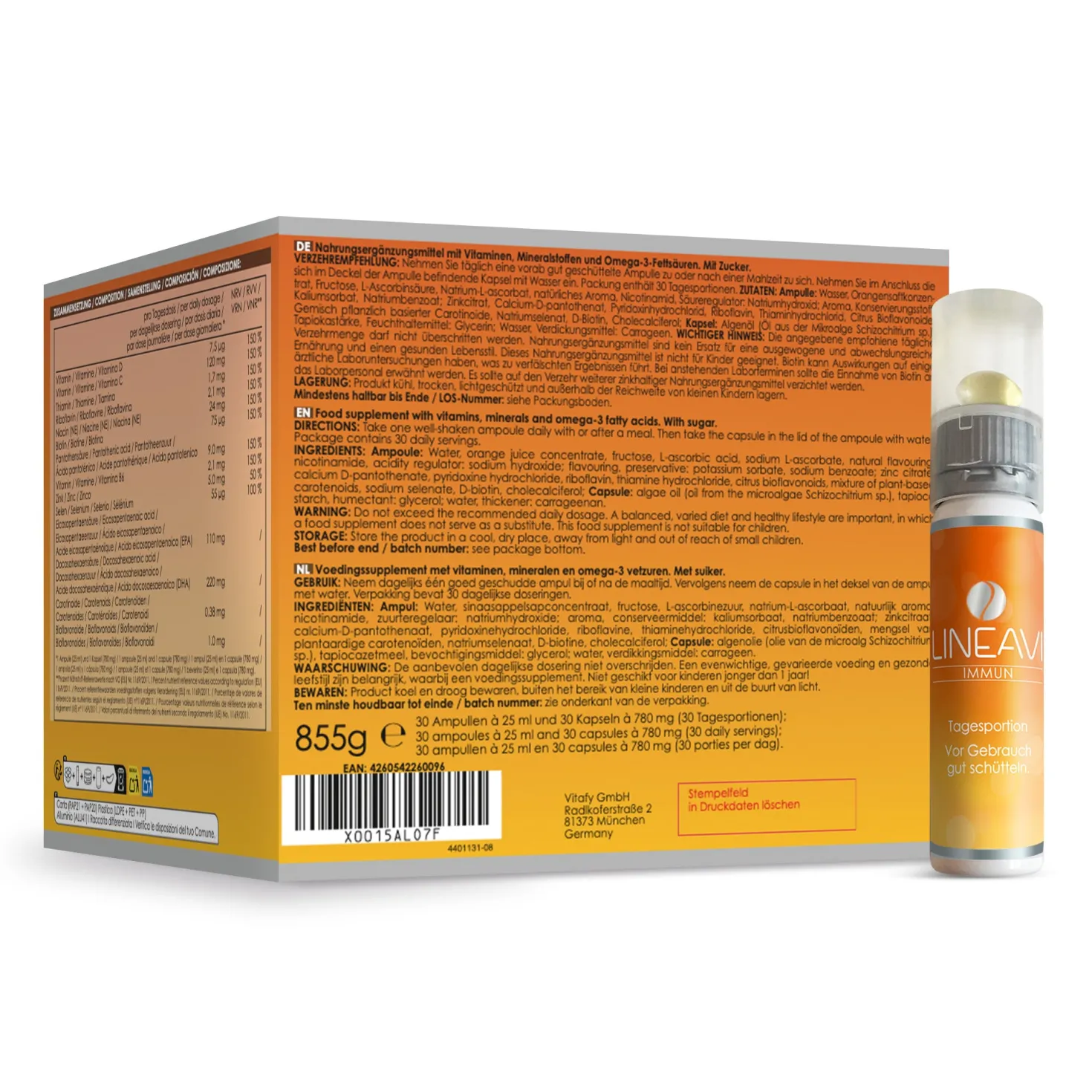 Immun 3-Monatspackung (3x30x25ml Trinkfläschchen + 3x30 Omega 3 Kapseln)