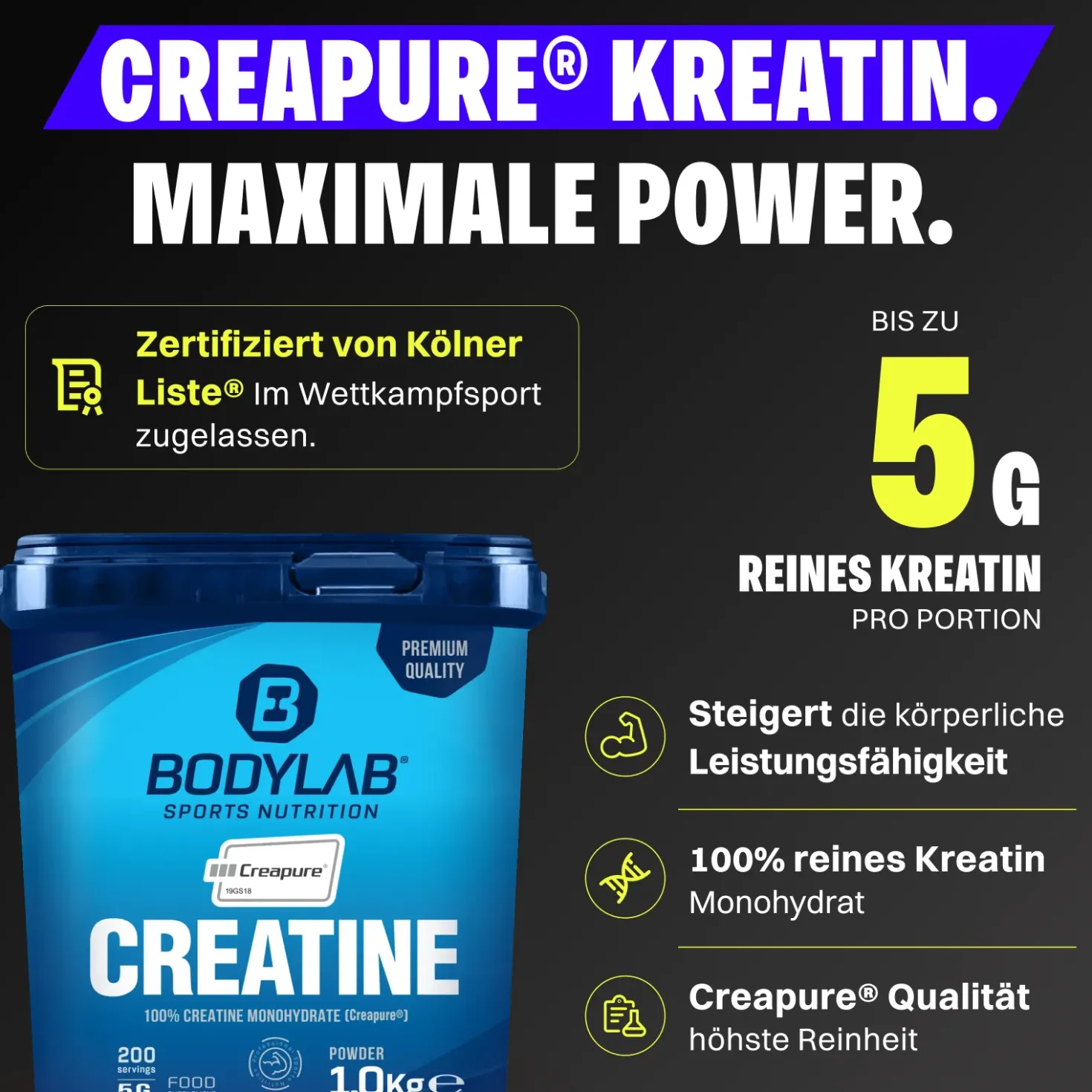 1 kg Creatine (Creapure®) (2 x 500 g)