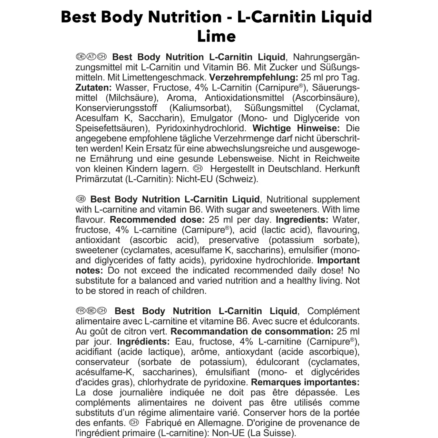 L-Carnitin Liquid (1000ml)
