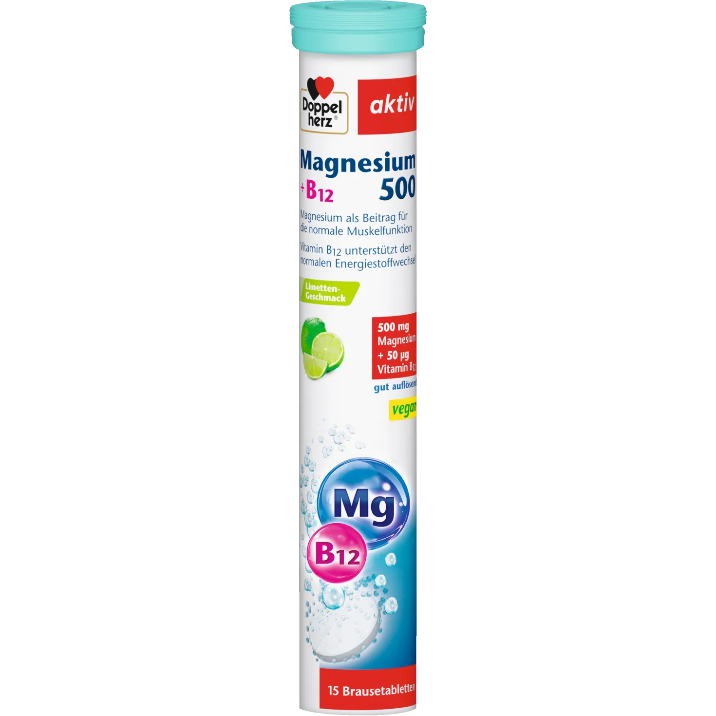 Magnesium 500 + B12 (15 Brausetabletten)