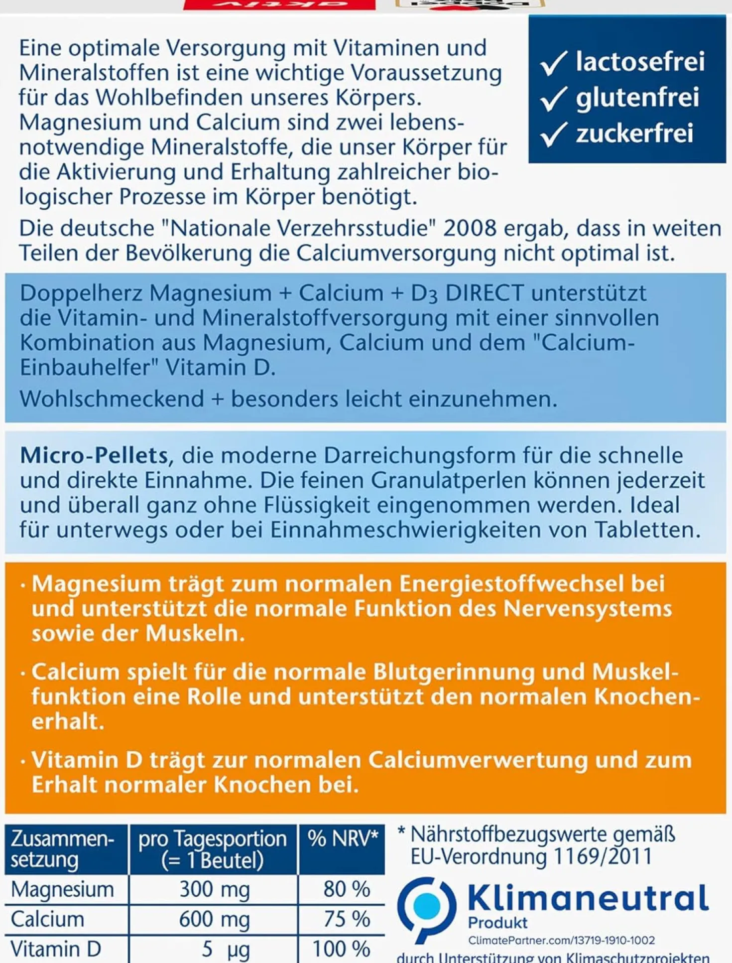 Magnesium + Calcium + D3 Direct (20 Portionen)