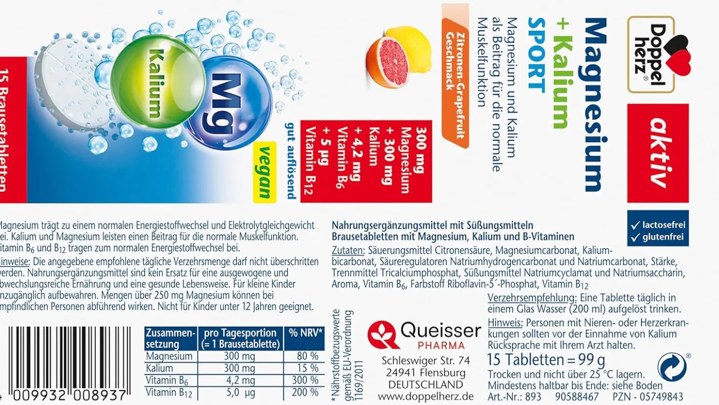 Magnesium + Kalium Sport (15 Brausetabletten)