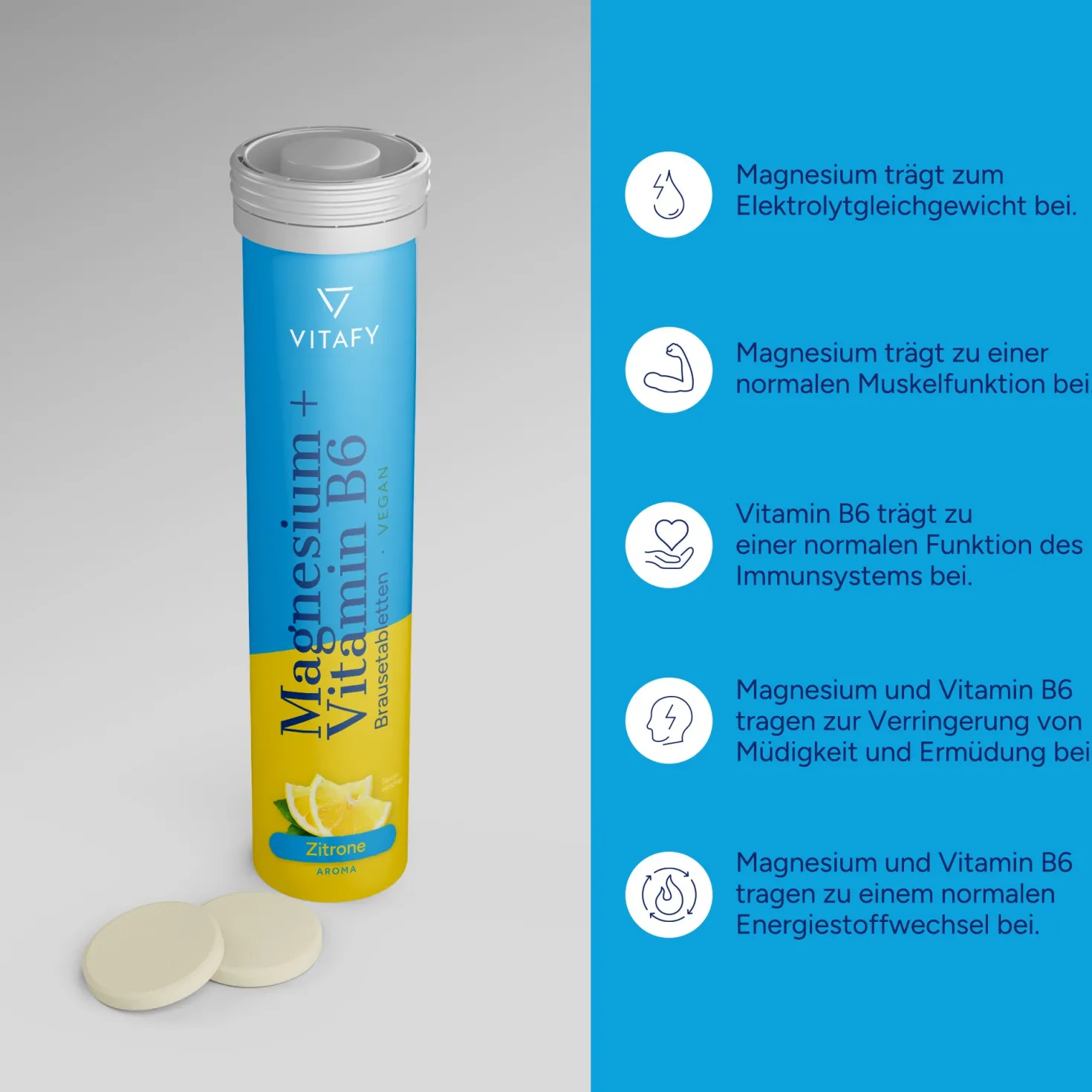 Magnesium + Vitamin B6 - Zitrone (20 Brausetabletten)