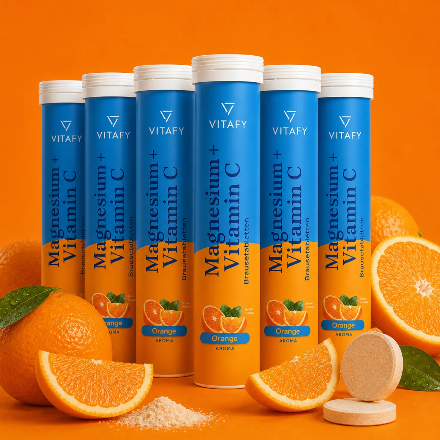 Magnesium + Vitamin C - Orange (20 Brausetabletten) - 6er Pack