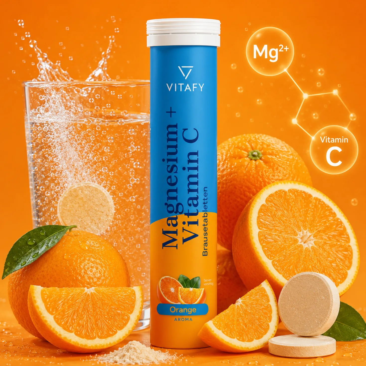 Magnesium + Vitamin C - Orange (20 Brausetabletten) - 6er Pack