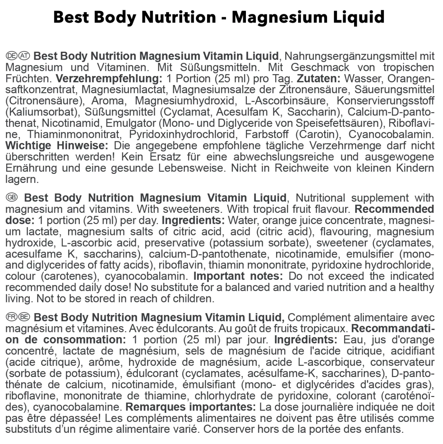 Magnesium Vitamin Liquid (500ml)