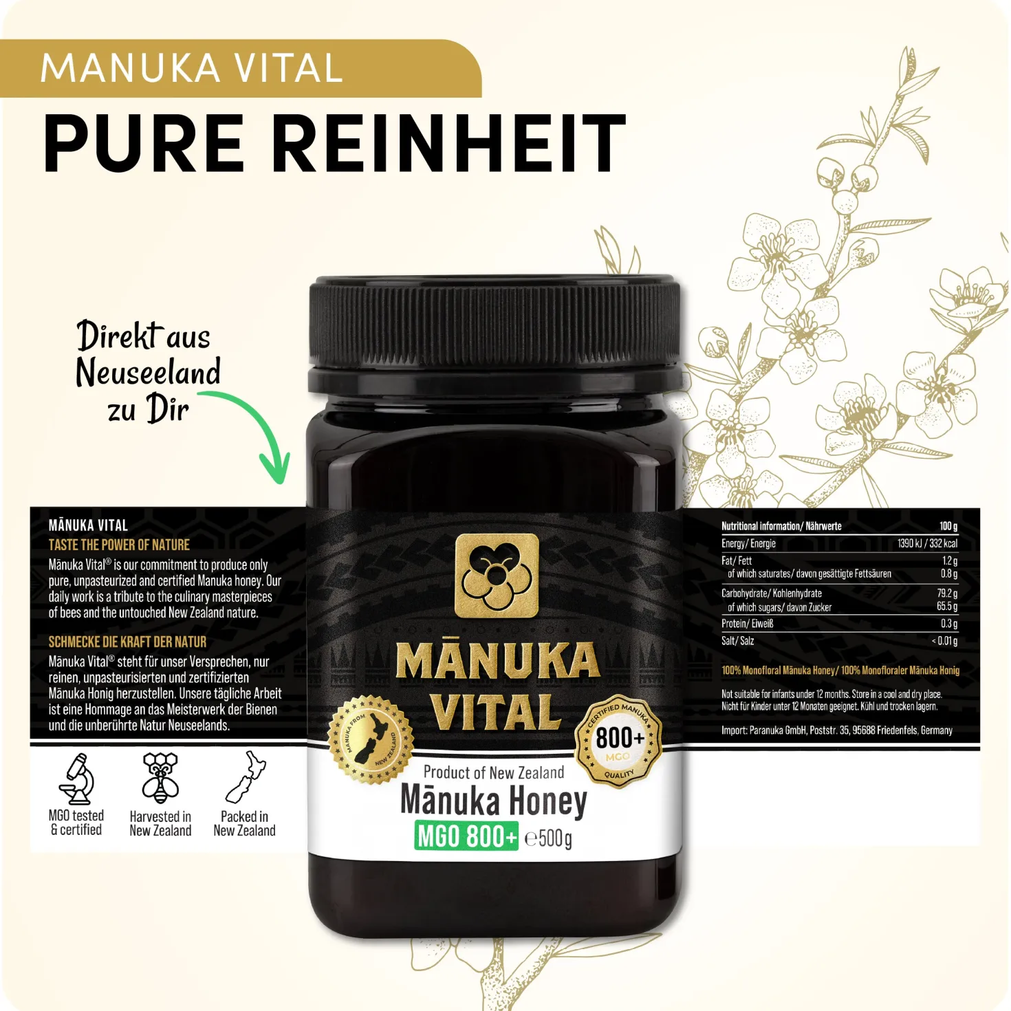 Manuka Vital Honig MGO 800+ (500g)