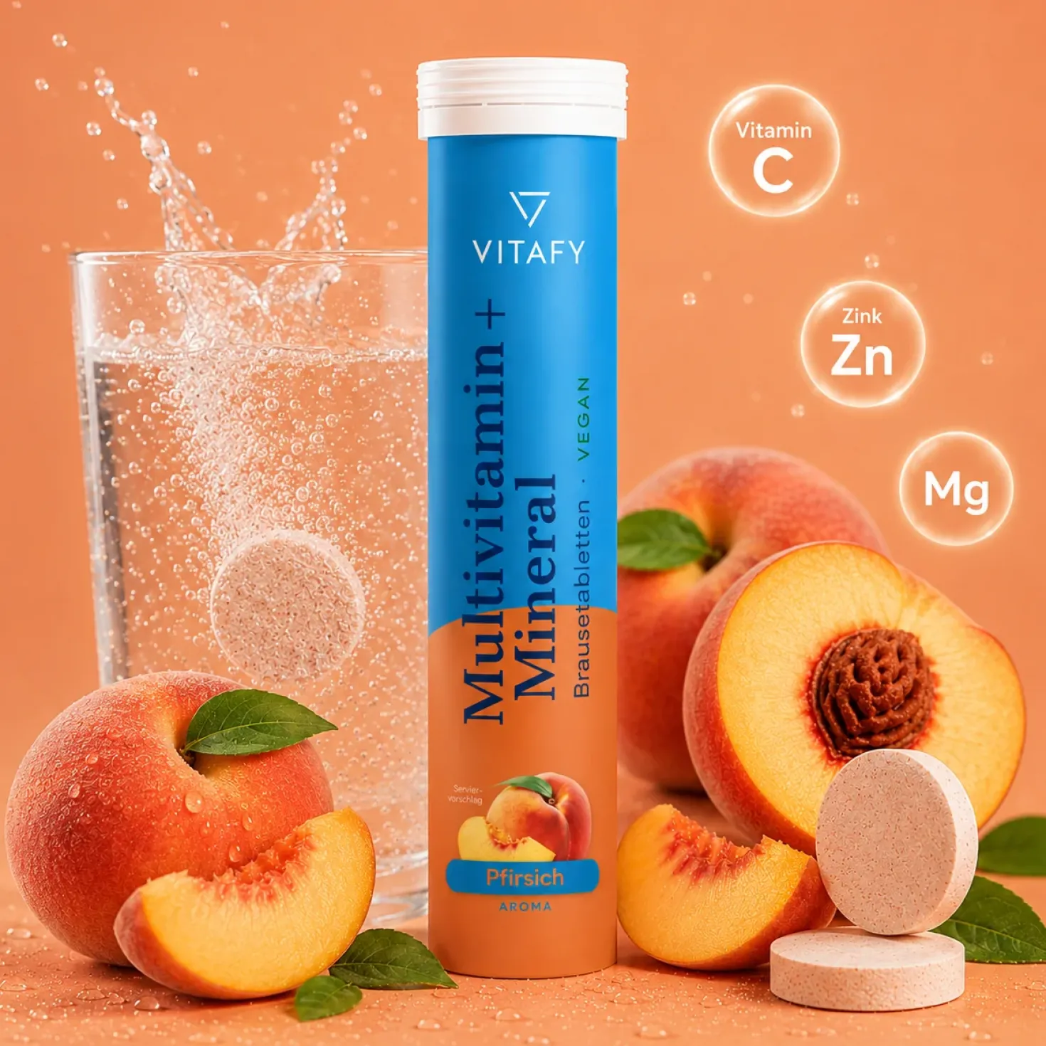 Multivitamin + Mineral - Pfirsich (20 Brausetabletten) - 6er Pack