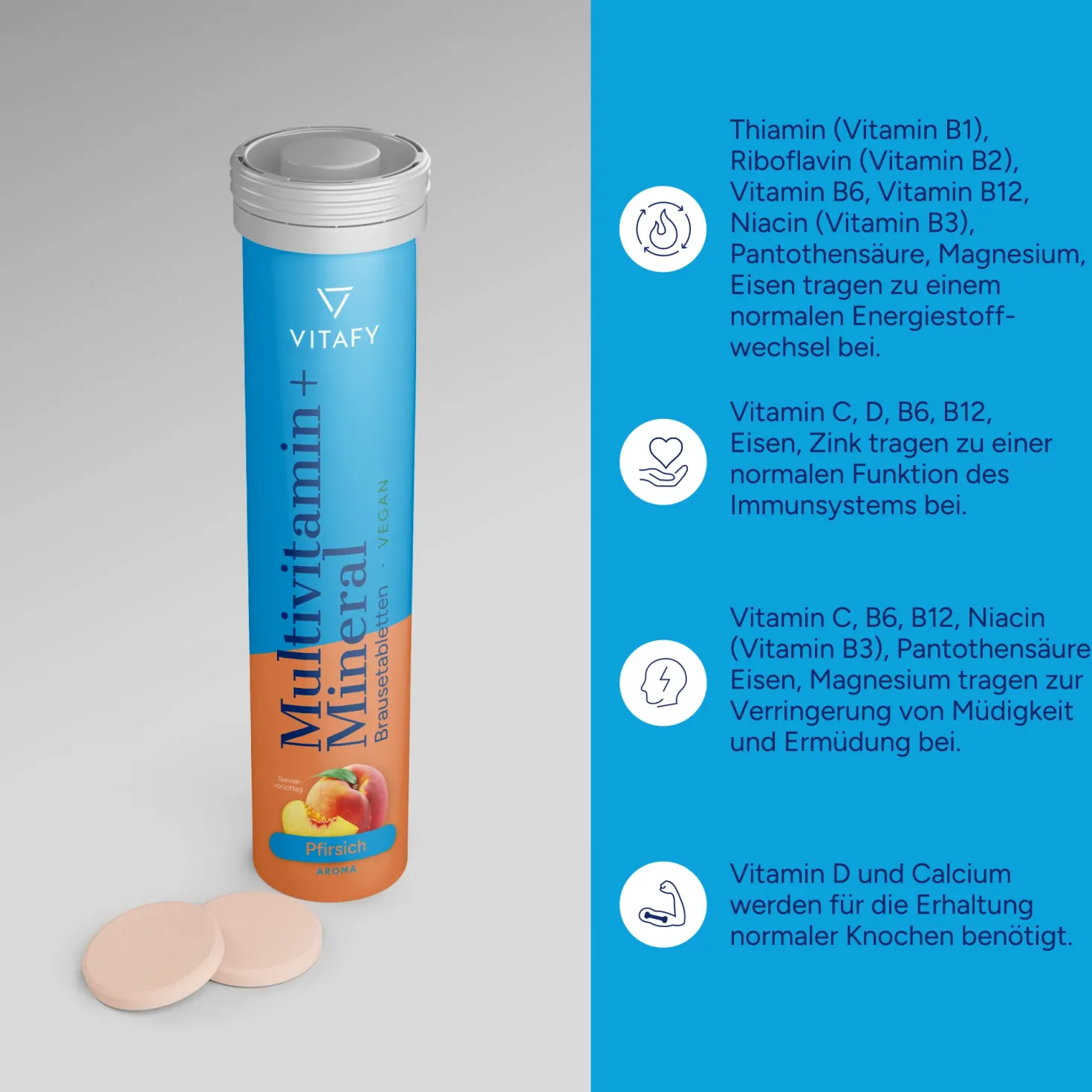 Multivitamin + Mineral - Pfirsich (20 Brausetabletten)