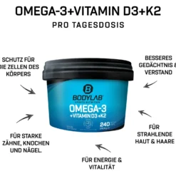 Omega 3 + D3 + K2 (Omega-3 Triglycerid + Vitamine) (240 Kapseln)
