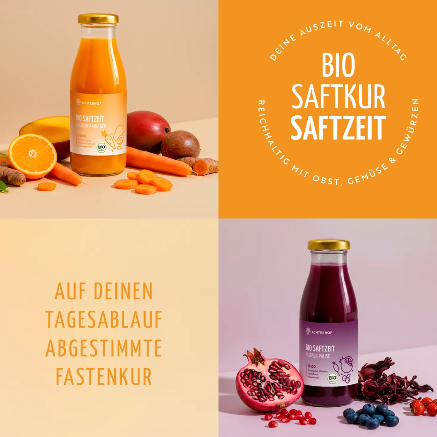 Saftzeit Bio Fastenkur 1-7 Tage (6 Flaschen pro Tag)
