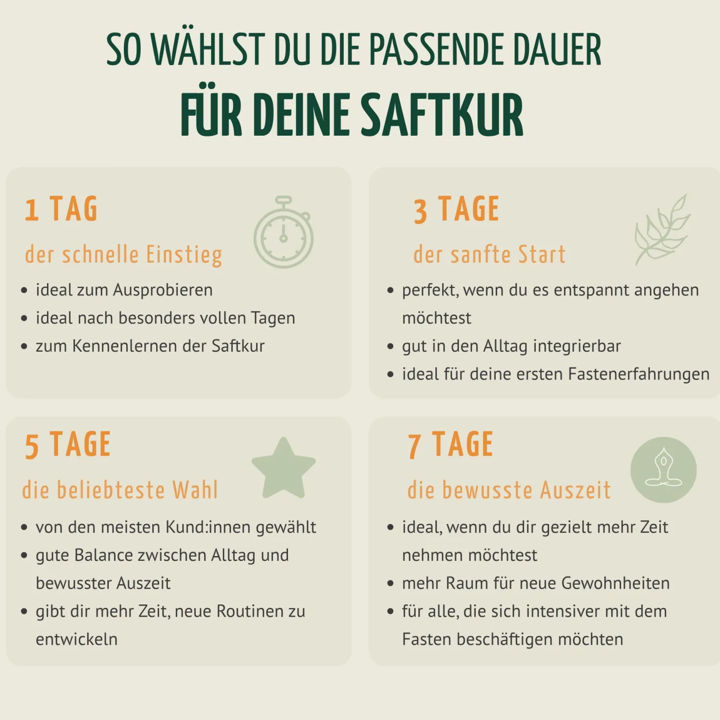 Saftzeit Bio Fastenkur 1-7 Tage (6 Flaschen pro Tag)