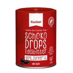 Vegane Schokodrops Edelbitter mit finnischem Xylit (200g)