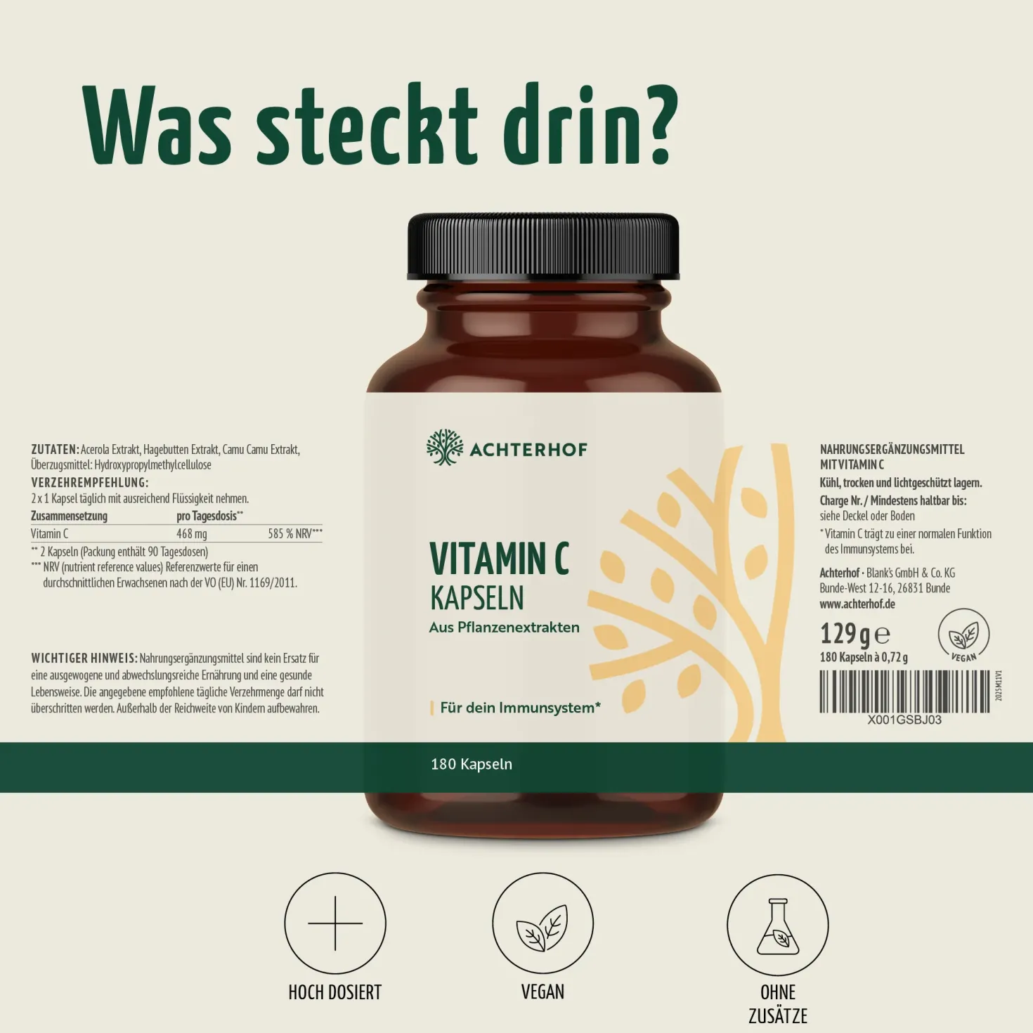 Vitamin C Kapseln (180 Kapseln)