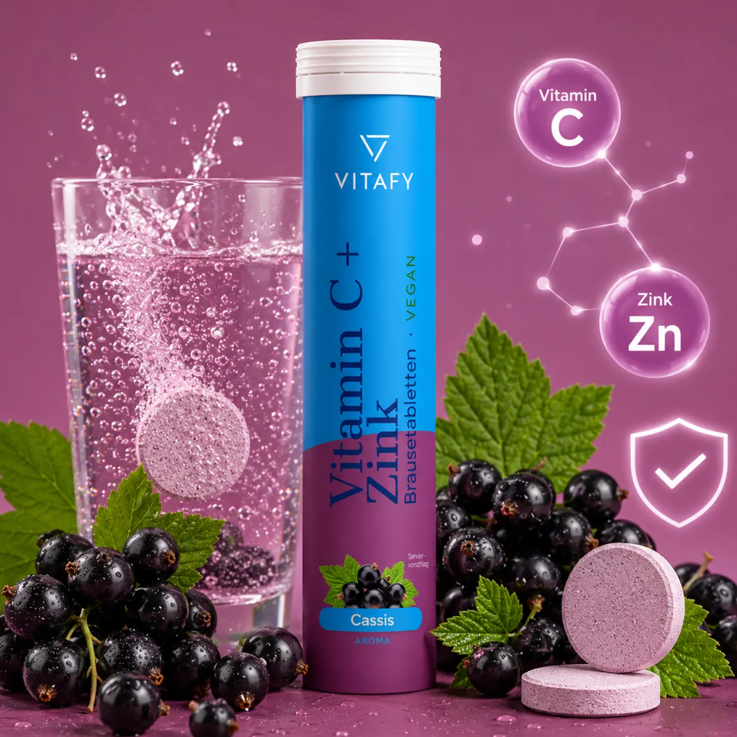 Vitamin C + Zink - Cassis (20 Brausetabletten) - 6er Pack